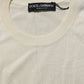 Off White 3/4 Sleeves Crewneck Pullover Sweater