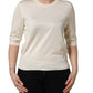 Off White 3/4 Sleeves Crewneck Pullover Sweater