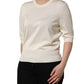 Off White 3/4 Sleeves Crewneck Pullover Sweater