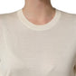 Off White 3/4 Sleeves Crewneck Pullover Sweater