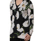 Black Floral Cashmere Silk Cardigan Sweater