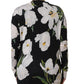 Black Floral Cashmere Silk Cardigan Sweater