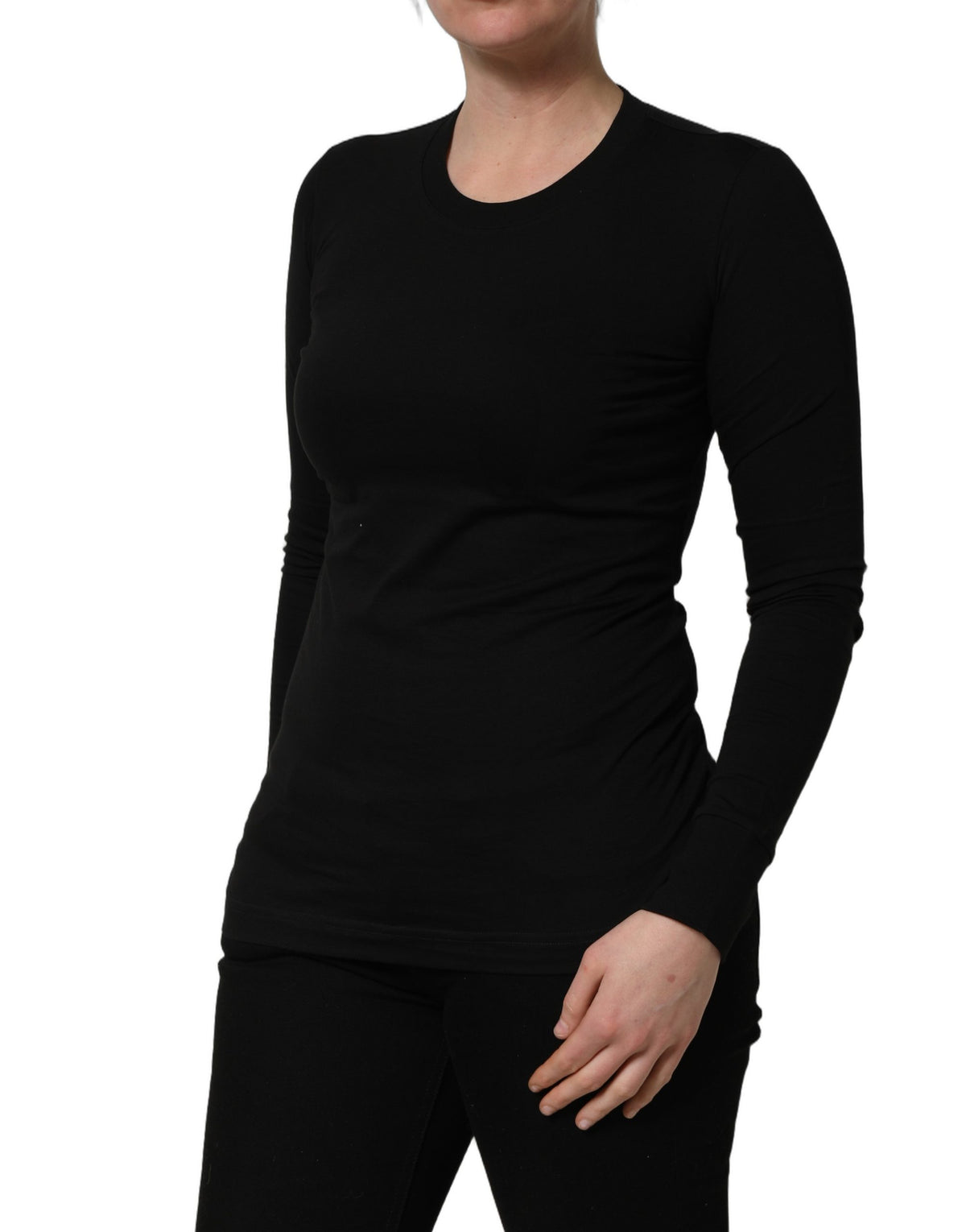 Black Long Sleeves Crew Neck Pullover Sweater