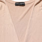 Beige Ribbed V-neck Front Tie Cardigan Sweater