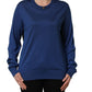 Blue Silk DG Logo Crew Neck Pullover Sweater