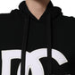 BlackWhite Appliqué Hooded Sweatshirt Sweater