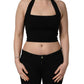 Black Square Neck Halter Cropped Tank Top