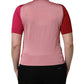 Pink Short Sleeves Buttoned Ascot Collar Top
