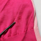 Pink Short Sleeves Buttoned Ascot Collar Top