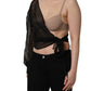 Black Wrap Sheer Chiffon One Shoulder Top