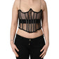 Black Sheer Tulle Bodysuit Cropped Corset Top