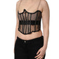 Black Sheer Tulle Bodysuit Cropped Corset Top