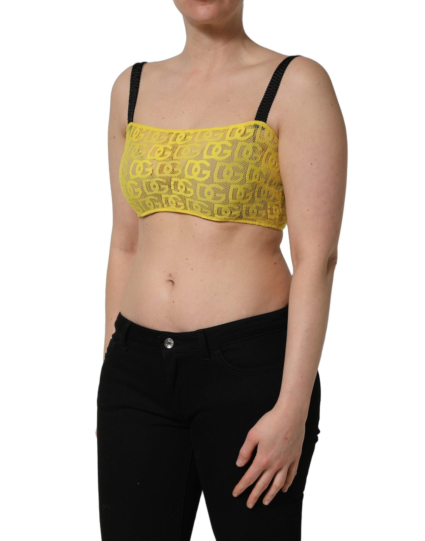 Yellow Cotton Crepe Chiffon Crop Bralette Top