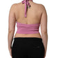 Pink Halter Neck Fitted Cropped Tank Top