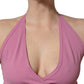 Pink Halter Neck Fitted Cropped Tank Top