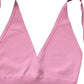 Pink Halter Neck Fitted Cropped Tank Top