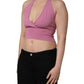 Pink Halter Neck Fitted Cropped Tank Top