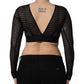 Black Nylon Fishnet Long Sleeve Cropped Top