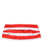 White Red Nylon Striped Ribbed Tube Crop Top