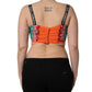 Turquoise Vegetable Print Silk Crop Tank Top