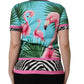 Multicolor Flamingo ZebraStriped Trim T-shirt