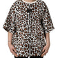 Multicolor Leopard Print Crew Neck T-shirt