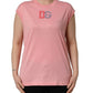 Pink Cotton DG Logo Round Neck Tank T-shirt