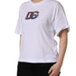 White Cotton DG Logo Patch Crew Neck T-shirt