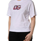 White Cotton DG Logo Patch Crew Neck T-shirt