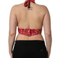 Red Paisley Silk Halter Neck Crop Tank Top