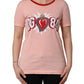 Pink Graphic Print Cotton Crew Neck T-shirt