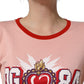 Pink Graphic Print Cotton Crew Neck T-shirt