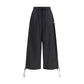 Black Polyester Casual Pants