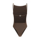 Brown Polyamide One-Piece Swimsuit