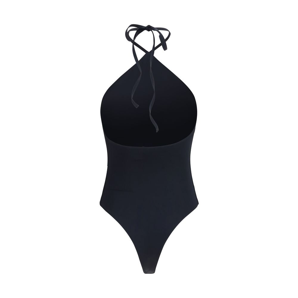 Black Nylon One-Piece Swimsuit