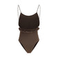 Brown Polyamide One-Piece Swimsuit