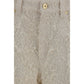 Beige Cotton Cropped Pants