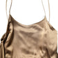 Bronze Toned Satin Fringe Hemmed Shawl Midi Dress
