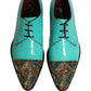 Aqua Blue Embellished Derby Dress Formal Shoes