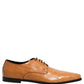 Brown Leather Lace Up Men Derby Dress Shoes