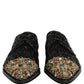 Black Sequin Embellished Men Derby Dress Shoes