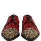 Red Sequin Embellished Men Derby Dress Shoes