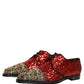 Red Sequin Embellished Men Derby Dress Shoes