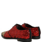 Red Sequin Embellished Men Derby Dress Shoes