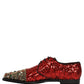 Red Sequin Embellished Men Derby Dress Shoes