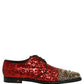 Red Sequin Embellished Men Derby Dress Shoes
