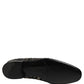 Black Silver Embellished Slip On Loafers Shoes
