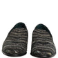 Black Silver Embellished Slip On Loafers Shoes