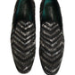 Black Silver Embellished Slip On Loafers Shoes