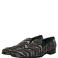 Black Silver Embellished Slip On Loafers Shoes